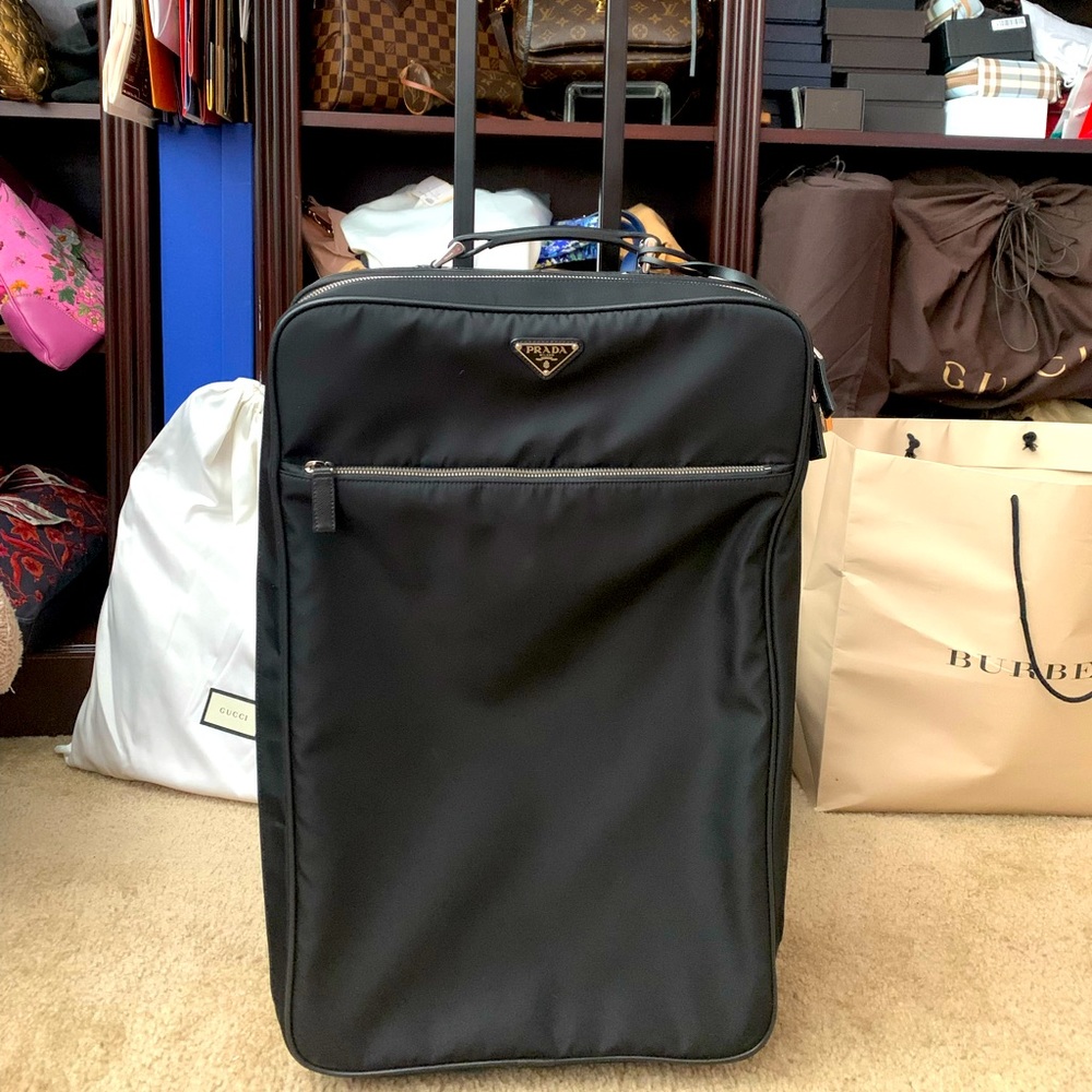 NEW PRADA BLACK NYLON/SAFFIANO LEATHER :: $3,300